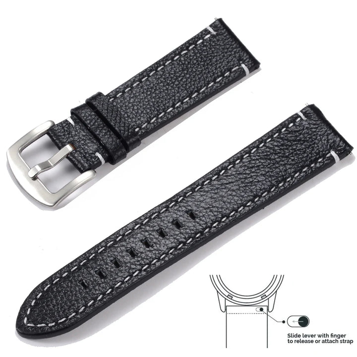 op Grain Genuine Leather Watch Band 20mm 22mm (Quick Release)