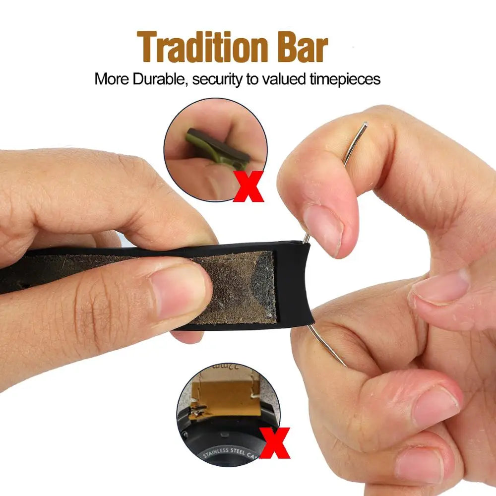 Hemsut Cowhide & Silicone Watch Strap – 18–24mm Waterproof & Breathable