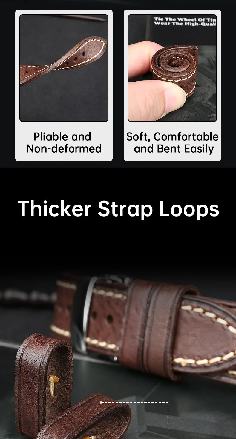 Luxury Handmade Watch Band Genuine Cow Leather Watch Strap With Butterfly Buckle Bracelet For Hamilton SEIKO Citizen Watchbands