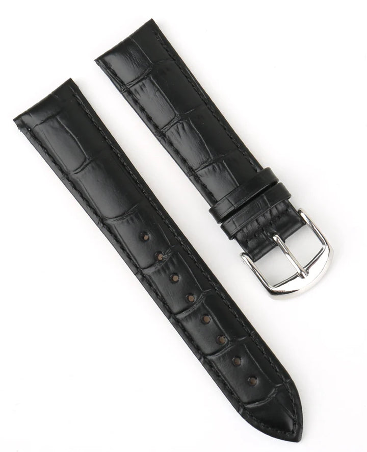 MAIKES Genuine Leather Watch Strap – 18/20/22mm, Black Wristband