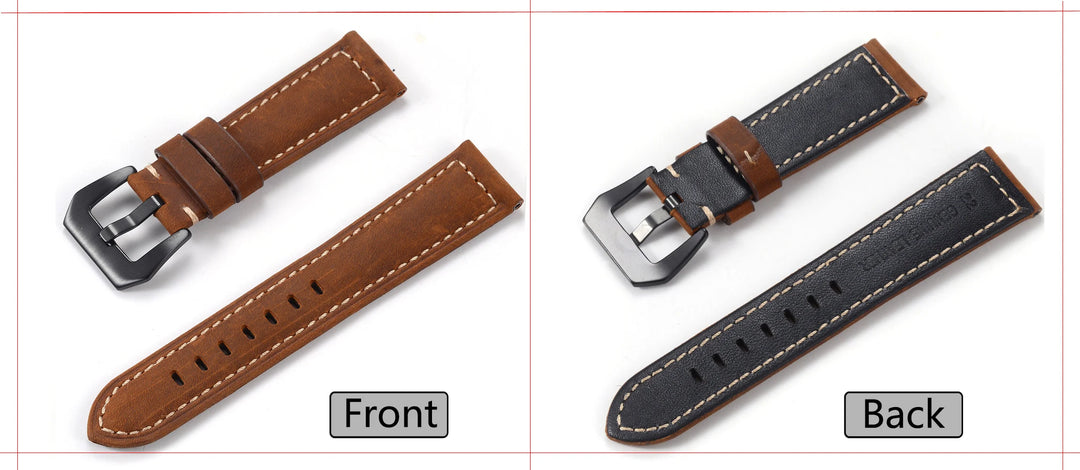 Genuine Leather Quick Release Watch Band 20–22mm for Huawei & Samsung Galaxy 45/46mm