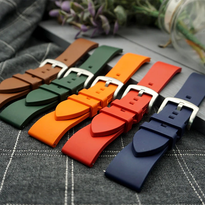 Classic FKM Watch Bands 18mm 19mm 20mm 21mm 22mm 23mm 24mm FKM Rubber Watch Strap Quick Release For Traditional Diving Watches