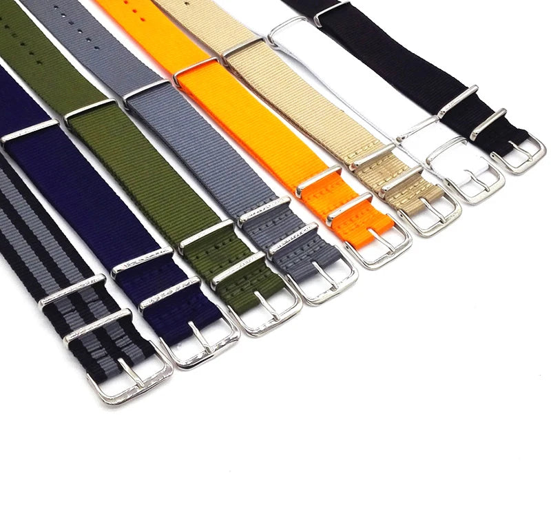 Fabric Nylon Woven Watch Strap 14–22mm (Steel Buckle)