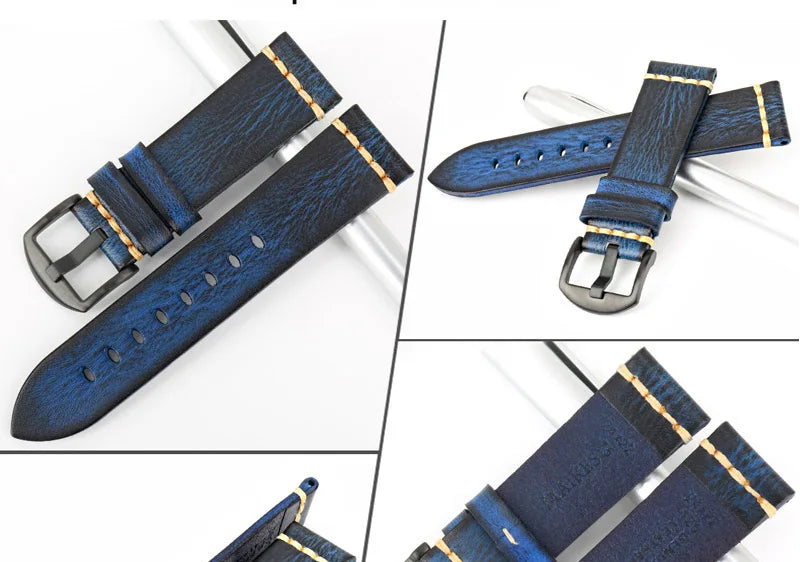 Handmade Vintage Leather Watch Strap 18–24mm – MAIKES