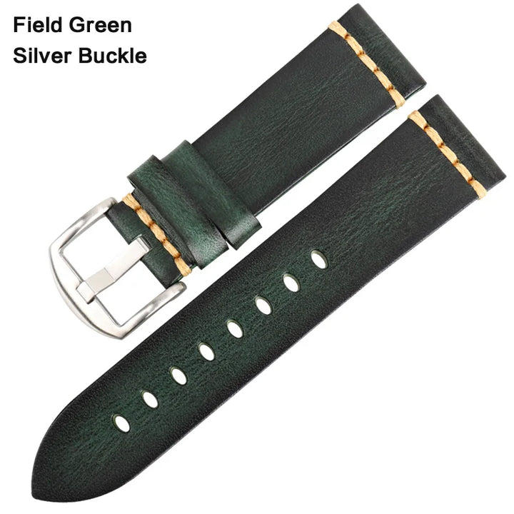 Handmade Vintage Leather Watch Strap 18–24mm – MAIKES