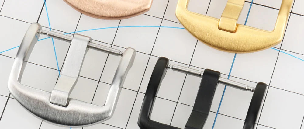 MAIKES Stainless Steel Watch Buckle 16mm 18mm 20mm 22mm 24mm Leather Strap Watch Clasp Black Rose Gold