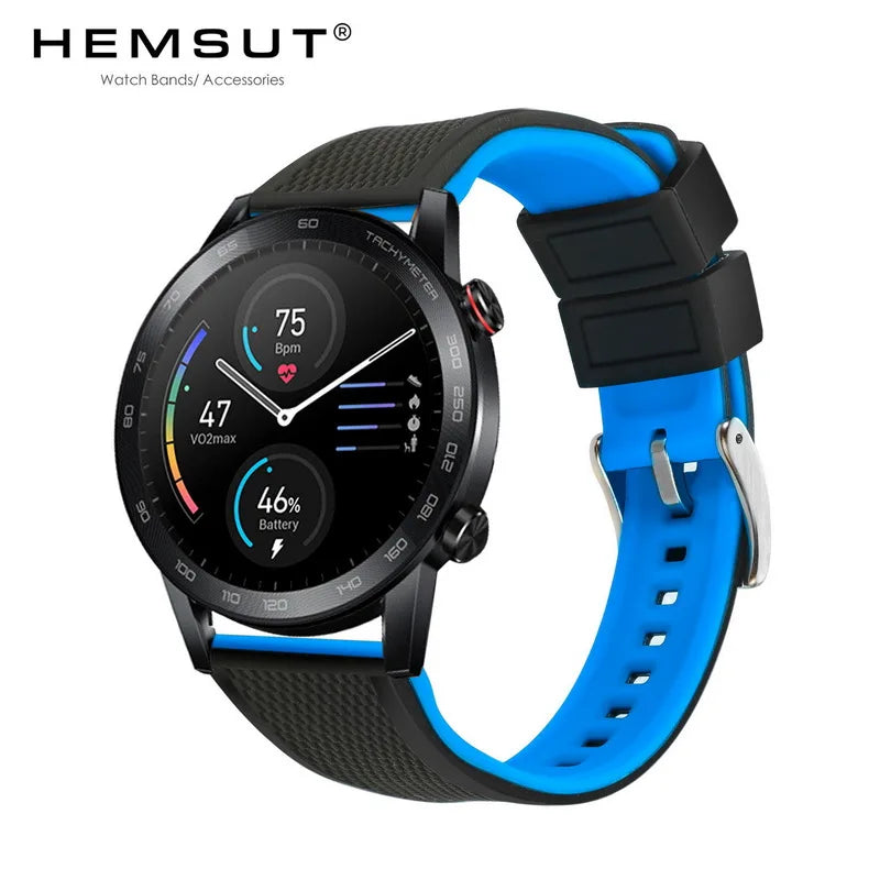 Hemsut Smart Silicone Watch Bands 18mm 20mm 22mm  Quick Release Rubber For Galaxy  Watch Strap  Man Women Soft Replacement