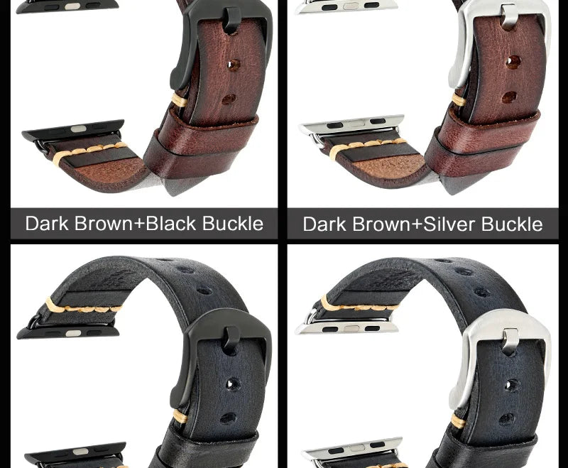 Handmade Leather Strap Watch Band For Apple Watch 45mm 41mm 44mm 42mm 40mm Series 9 8 7 6 SE 5 4 iWatch Bracelet