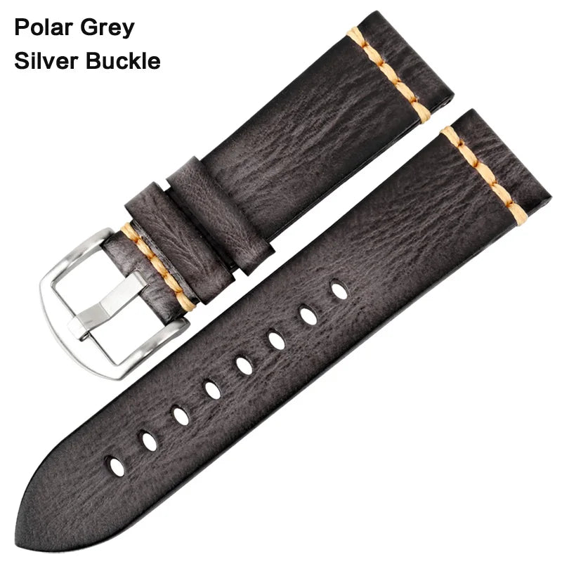 Handmade Vintage Leather Watch Strap 18–24mm – MAIKES