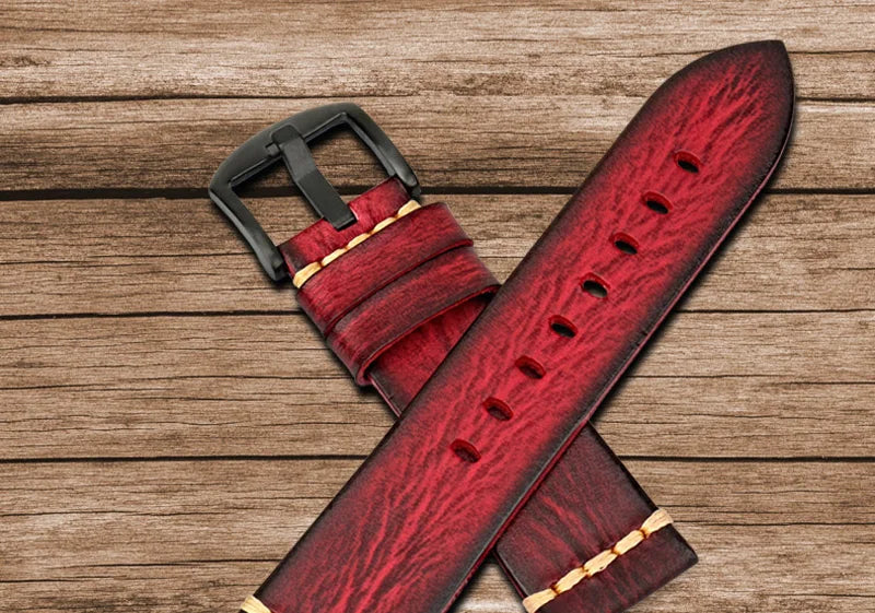 Handmade Vintage Leather Watch Strap 18–24mm – MAIKES
