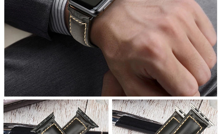 Vintage Cow Leather Apple Watch Strap – 40-45mm for Series 4-9 & SE