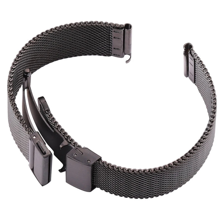 Mesh Milanese Loop Watch Strap – 16–24mm, Silver/Black for Galaxy Watch
