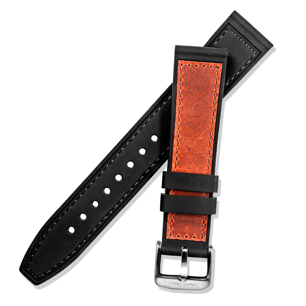 Hemsut Cowhide & Silicone Watch Strap – 18–24mm Waterproof & Breathable