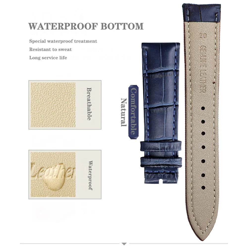 Premium Genuine Leather Watch Strap – 12–24mm with Tool