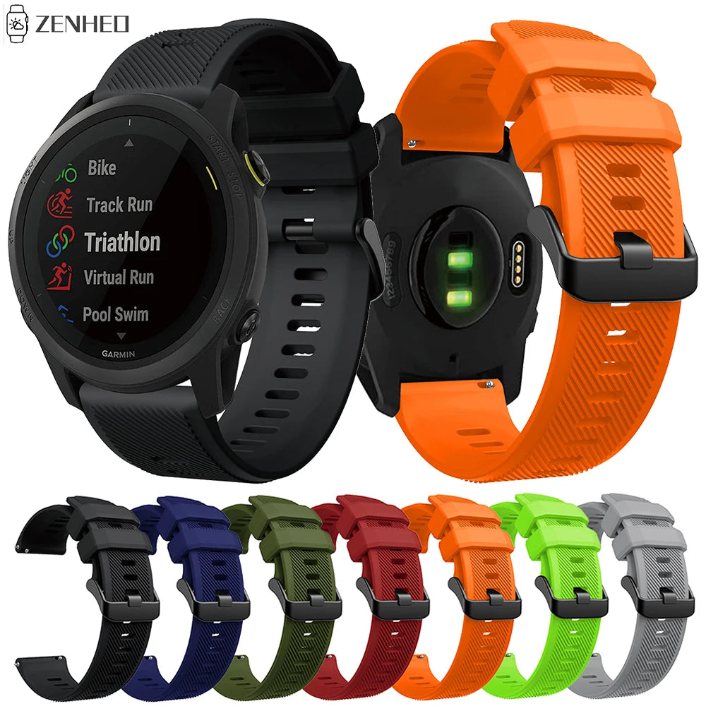 22mm Silicone Watch Strap for Garmin Forerunner 745