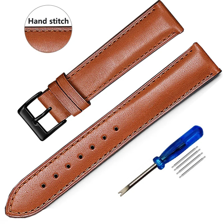 Thin Genuine Leather Watch Strap Band 12–22mm (Watch Band Belt)