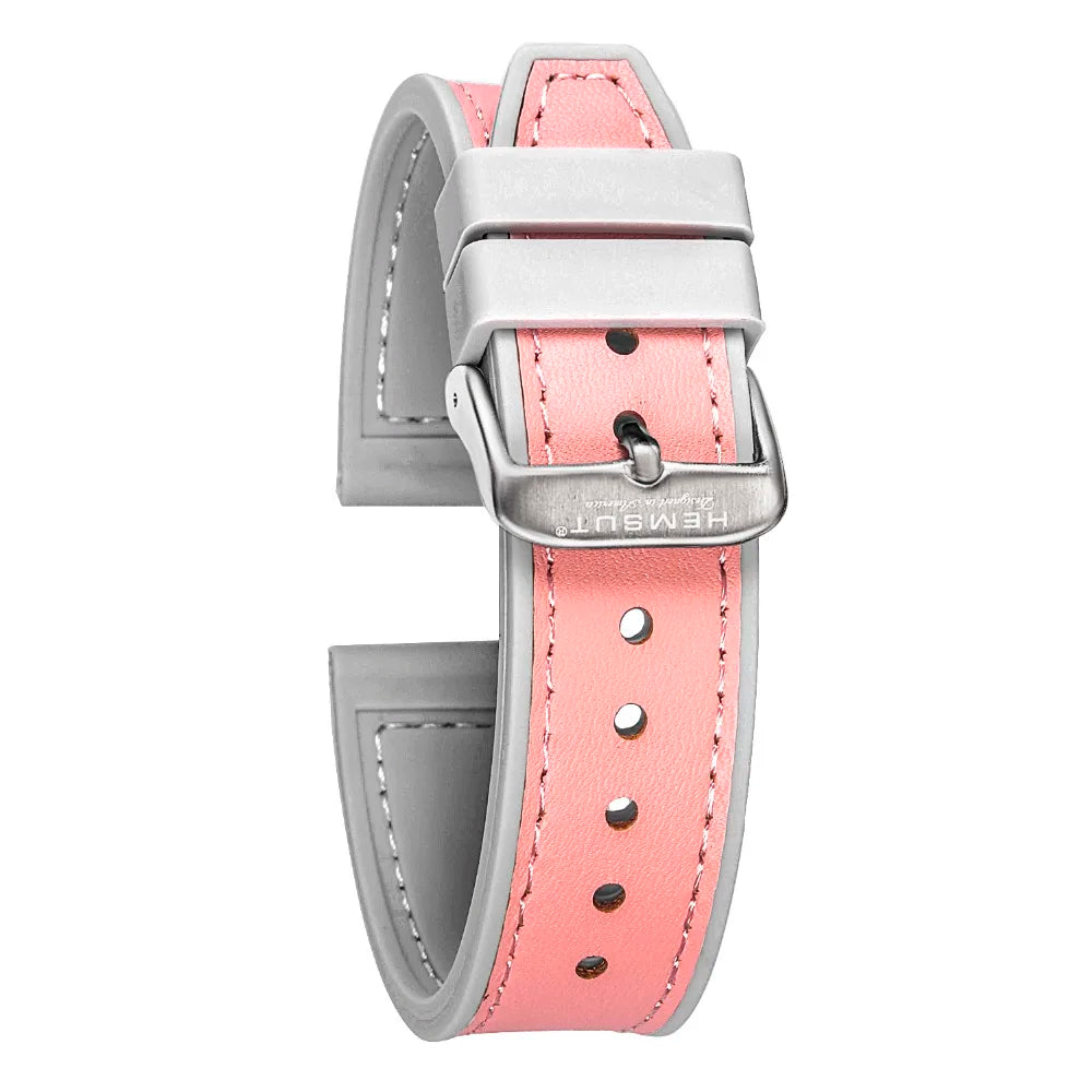 HEMSUT Leather & Silicone Hybrid Strap – 18–24mm, Waterproof