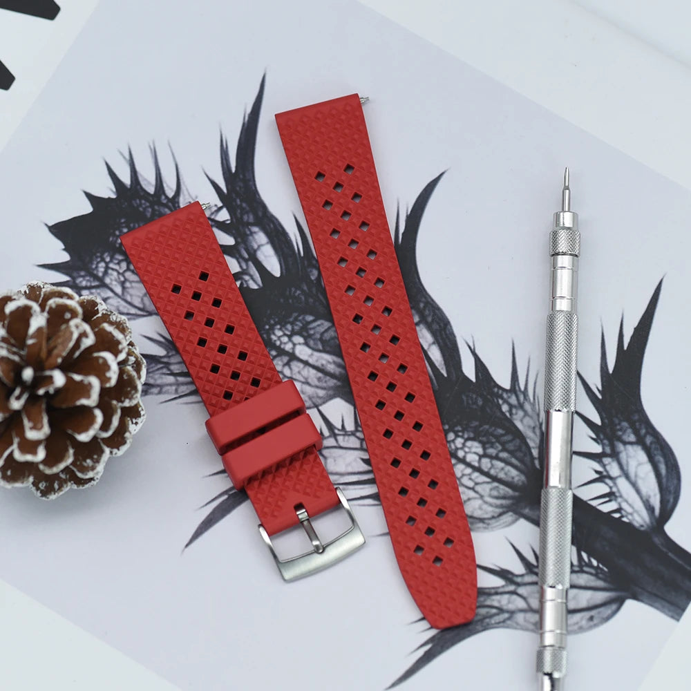 Quick Release FKM Fluorine Rubber Watch Strap – Waterproof 20/22mm