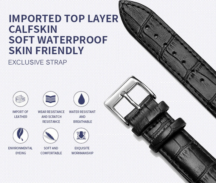 Premium Genuine Leather Watch Strap – 12–24mm with Tool