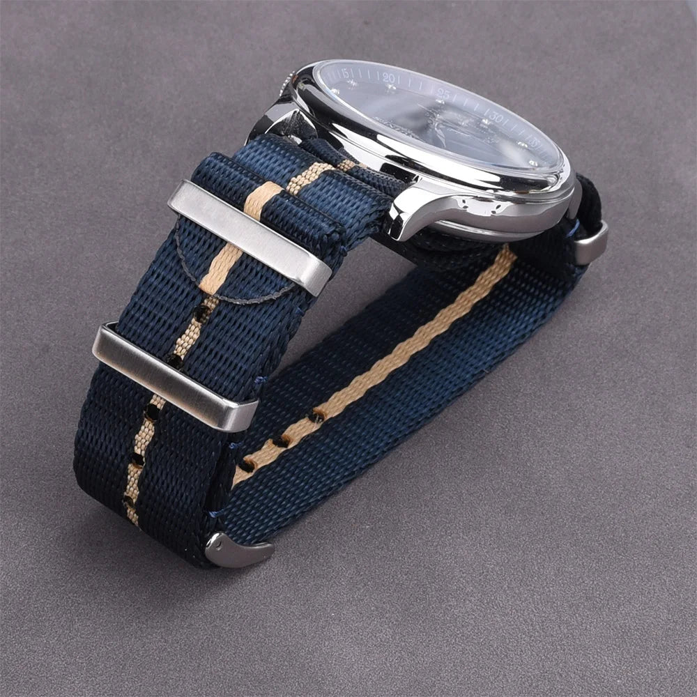 NATOBELT 20–22mm Premium Seatbelt Nylon & Sailcloth Watch Strap – Pin Buckle for Men’s Watches