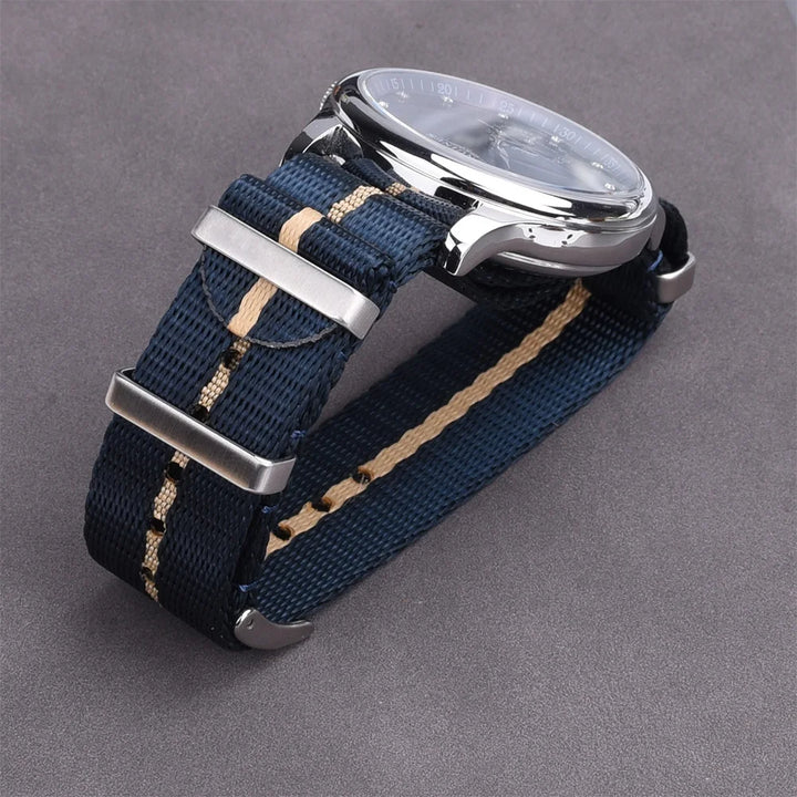 NATOBELT 20–22mm Premium Seatbelt Nylon & Sailcloth Watch Strap – Pin Buckle for Men’s Watches