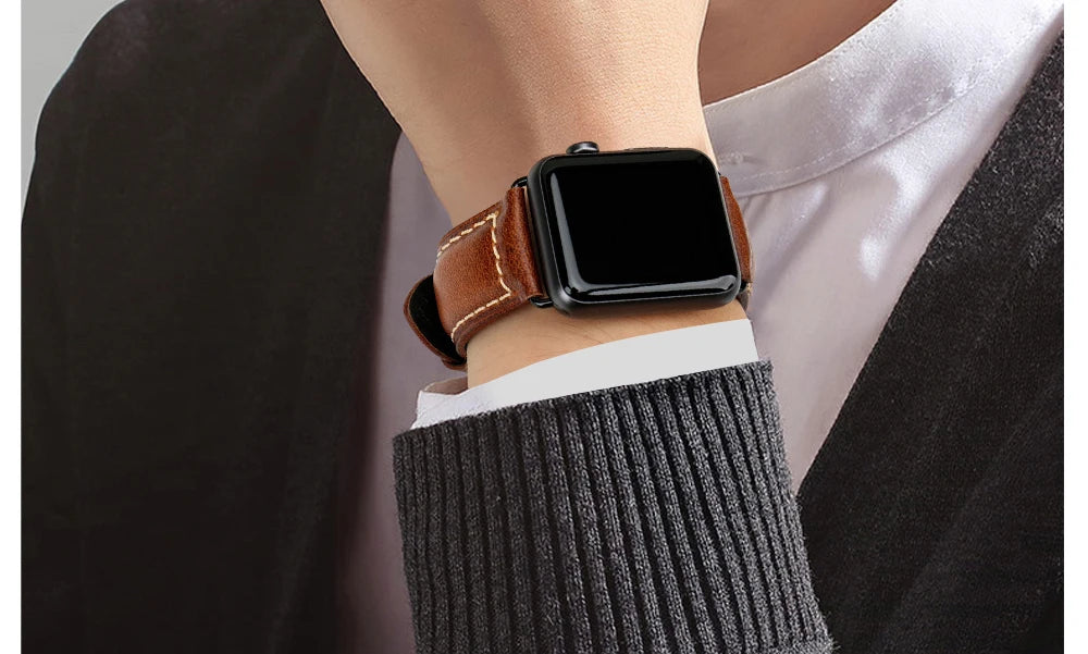 Vintage Cow Leather Apple Watch Strap – 40-45mm for Series 4-9 & SE