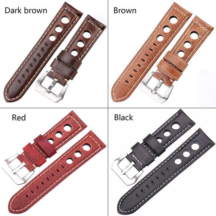 Oil Wax Cowhide Leather Watch Strap 22-24mm