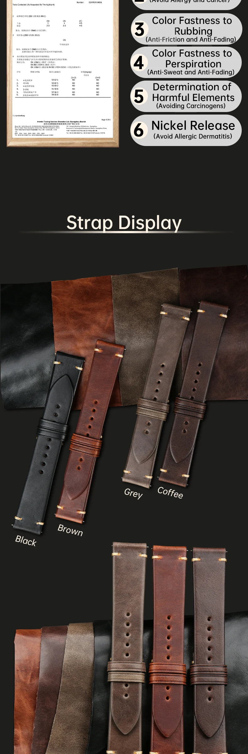 Vintage Vegetable-Tanned Leather Watch Band 20-24mm from Tuscany, Italy