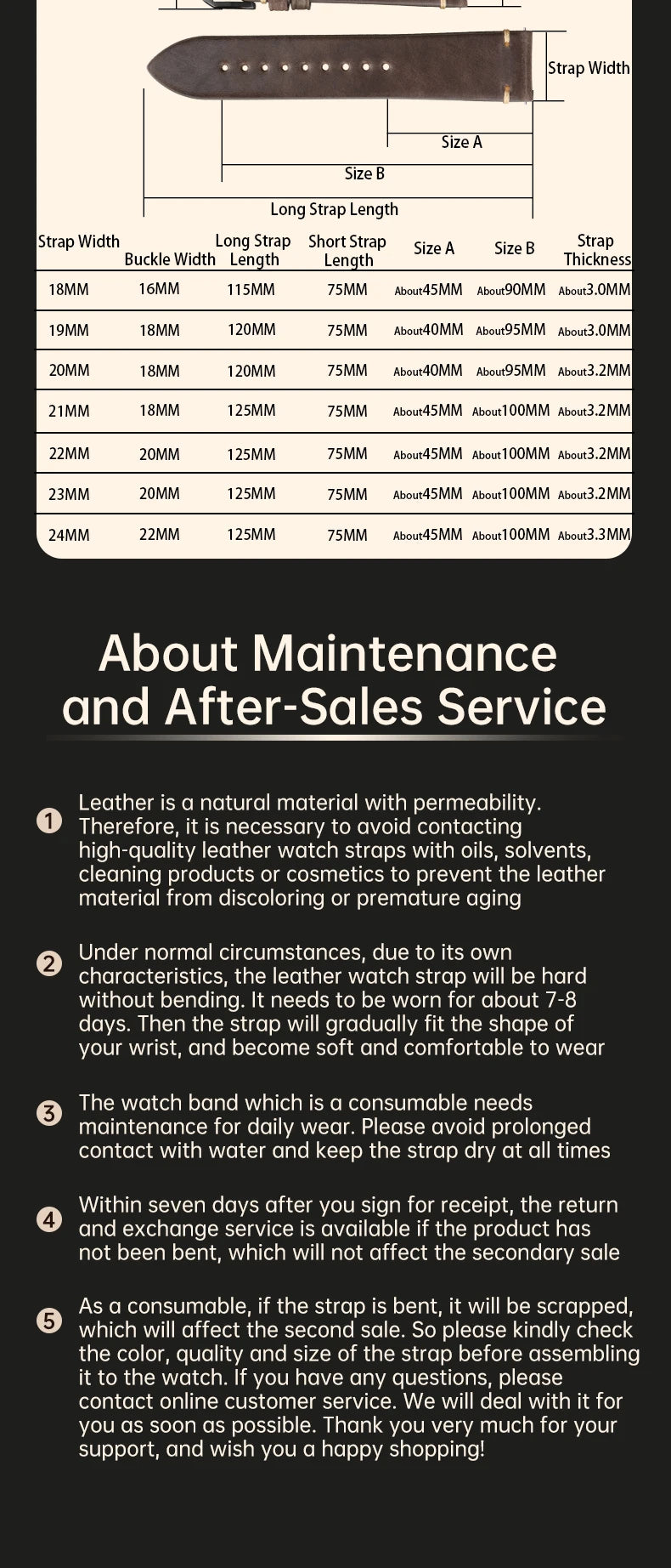 Quick Release Watchband Vintage Vegetable Tanned Cow Leather Made in Tuscany Italy Bracelet Butterfly Buckle Watch Strap