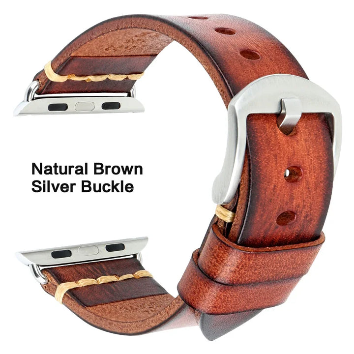 Handmade Leather Strap Watch Band For Apple Watch 45mm 41mm 44mm 42mm 40mm Series 9 8 7 6 SE 5 4 iWatch Bracelet