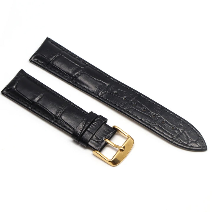 Genuine Leather Watch Strap with Steel & Butterfly Buckle (18-20mm)