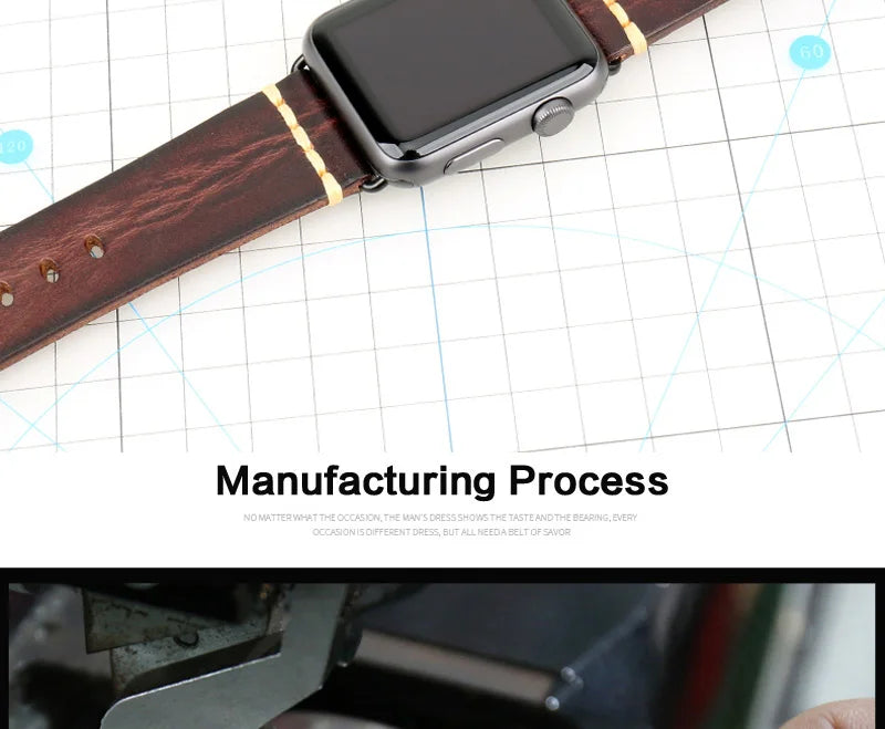 Handmade Leather Strap Watch Band For Apple Watch 45mm 41mm 44mm 42mm 40mm Series 9 8 7 6 SE 5 4 iWatch Bracelet