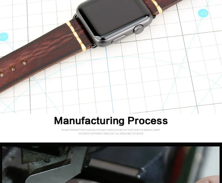 Handmade Leather Strap Watch Band For Apple Watch 45mm 41mm 44mm 42mm 40mm Series 9 8 7 6 SE 5 4 iWatch Bracelet