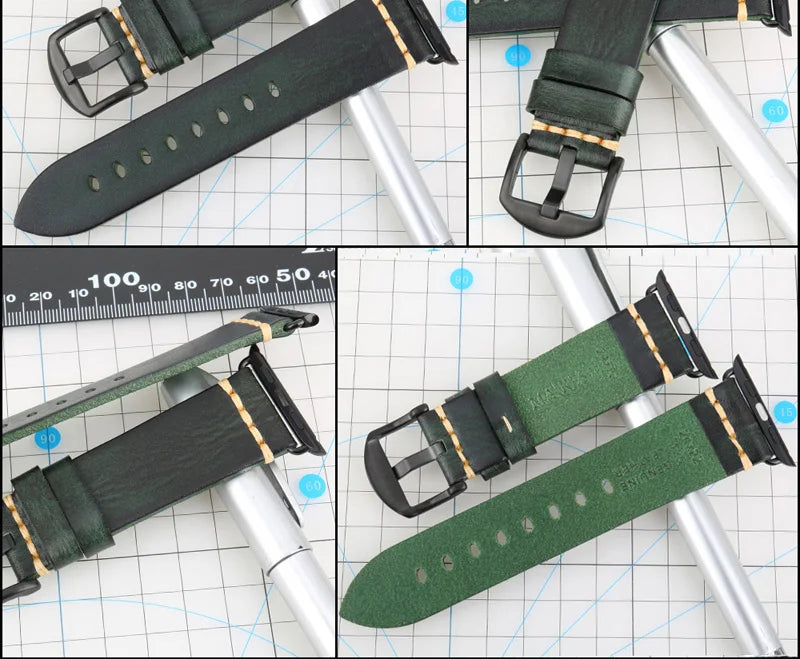 Handmade Leather Strap Watch Band For Apple Watch 45mm 41mm 44mm 42mm 40mm Series 9 8 7 6 SE 5 4 iWatch Bracelet