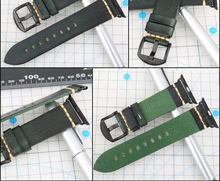 Handmade Leather Strap Watch Band For Apple Watch 45mm 41mm 44mm 42mm 40mm Series 9 8 7 6 SE 5 4 iWatch Bracelet