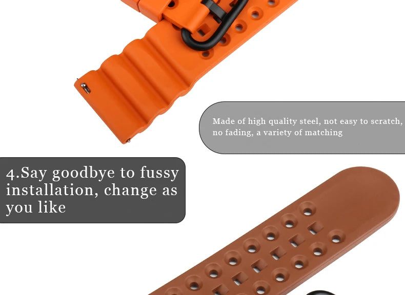 Quick Release Watch Bands 20mm 22mm 24mm Watch Accessories Sport Rubber Watch Strap Smart Watch Bracelet Belt