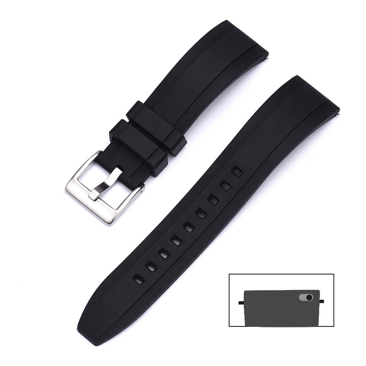 Universal FKM Rubber Watch Strap – 20–24mm Waterproof Sport Band for Rolex, Omega, Armani & Seiko