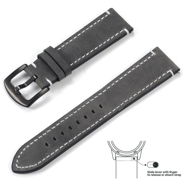 op Grain Genuine Leather Watch Band 20mm 22mm (Quick Release)