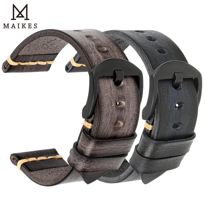 Handmade Vintage Vegetable-Tanned Leather Watch Strap for OMEGA, Fossil, CITIZEN, SEIKO, HUAWEI
