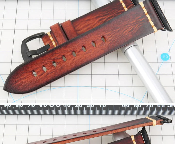 Handmade Leather Strap Watch Band For Apple Watch 45mm 41mm 44mm 42mm 40mm Series 9 8 7 6 SE 5 4 iWatch Bracelet