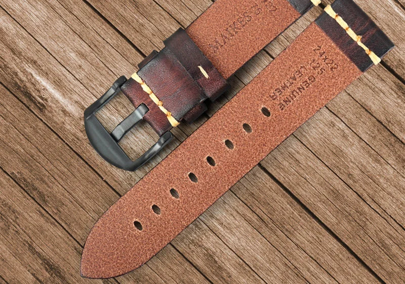 Handmade Vintage Leather Watch Strap 18–24mm – MAIKES