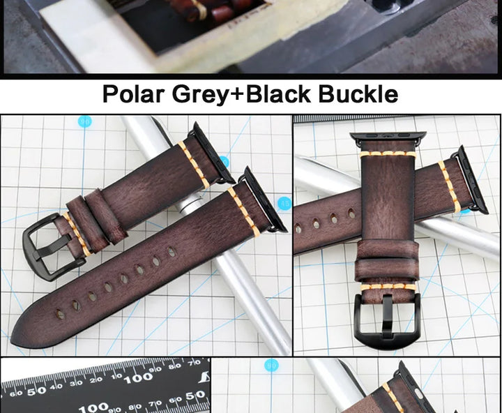 Handmade Leather Strap Watch Band For Apple Watch 45mm 41mm 44mm 42mm 40mm Series 9 8 7 6 SE 5 4 iWatch Bracelet