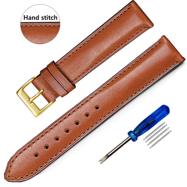 Thin Genuine Leather Watch Strap Band 12–22mm (Watch Band Belt)