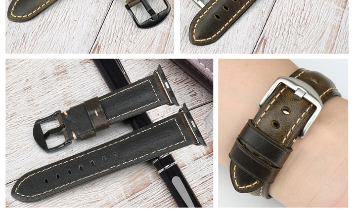 Vintage Cow Leather Apple Watch Strap – 40-45mm for Series 4-9 & SE