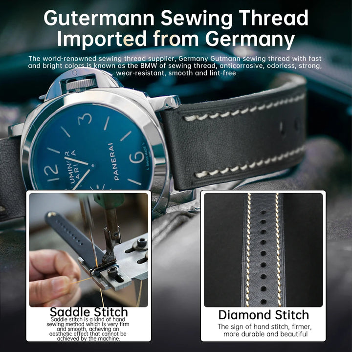 Luxury Handmade Watch Band Genuine Cow Leather Watch Strap With Butterfly Buckle Bracelet For Hamilton SEIKO Citizen Watchbands