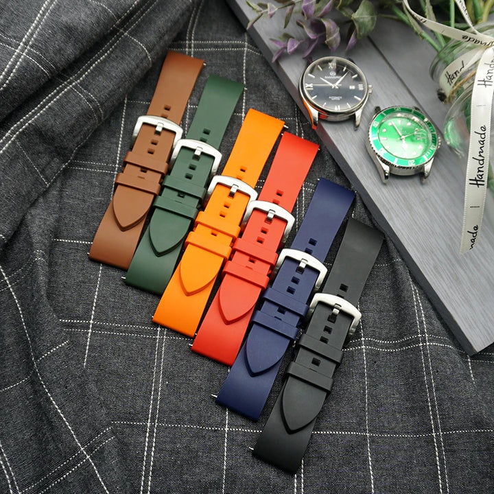 Classic FKM Watch Bands 18mm 19mm 20mm 21mm 22mm 23mm 24mm FKM Rubber Watch Strap Quick Release For Traditional Diving Watches