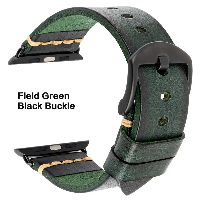 Handmade Leather Strap Watch Band For Apple Watch 45mm 41mm 44mm 42mm 40mm Series 9 8 7 6 SE 5 4 iWatch Bracelet