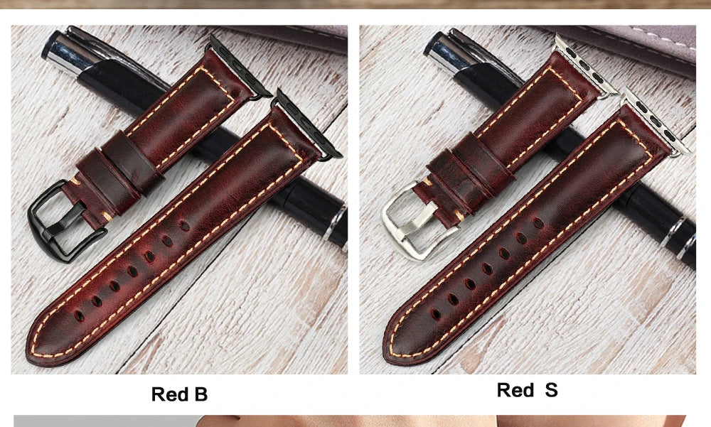Vintage Cow Leather Apple Watch Strap – 40-45mm for Series 4-9 & SE