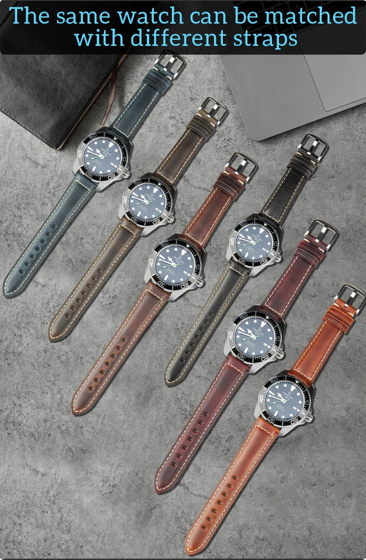Red Leather Watch Strap – Vintage Style for Panerai, Seiko, Tissot & Smartwatches