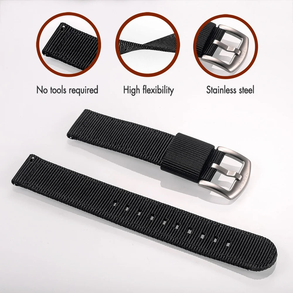 Military Nylon Quick-Release Watch Strap (18-24mm)